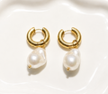 Golden Pearl Hoops