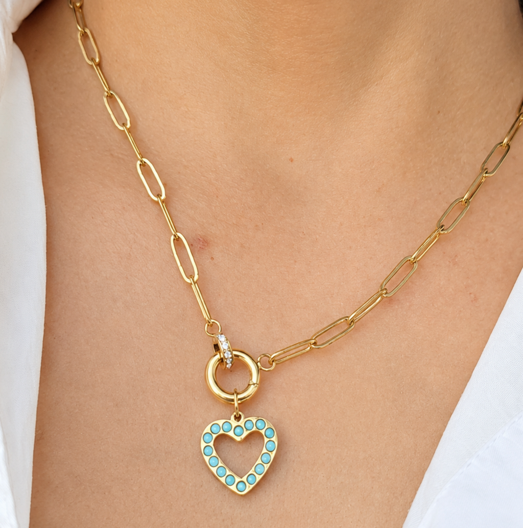 Amore Turquoise Heart Charm