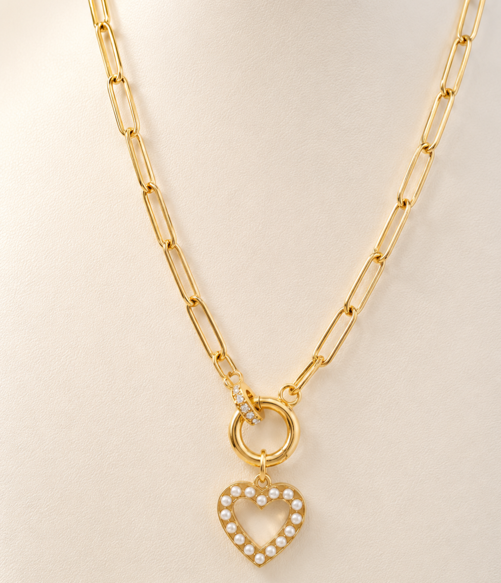 Valentina Pearl Heart Charm