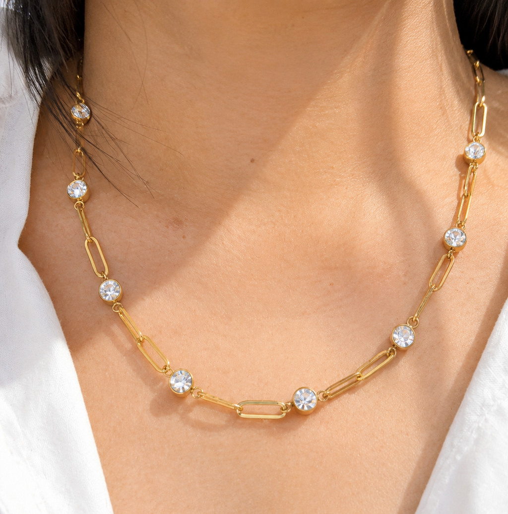 Crystal Paperclip Necklace
